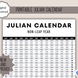Julian Calendar | Military | Government | Digital Download | Printable PDF | Leap Year and Non-Leap Year | US Letter and A4 |