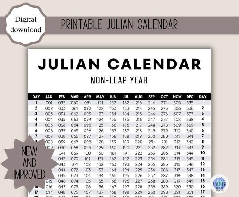 Julian Calendar Military Government Digital Download Printable PDF Leap