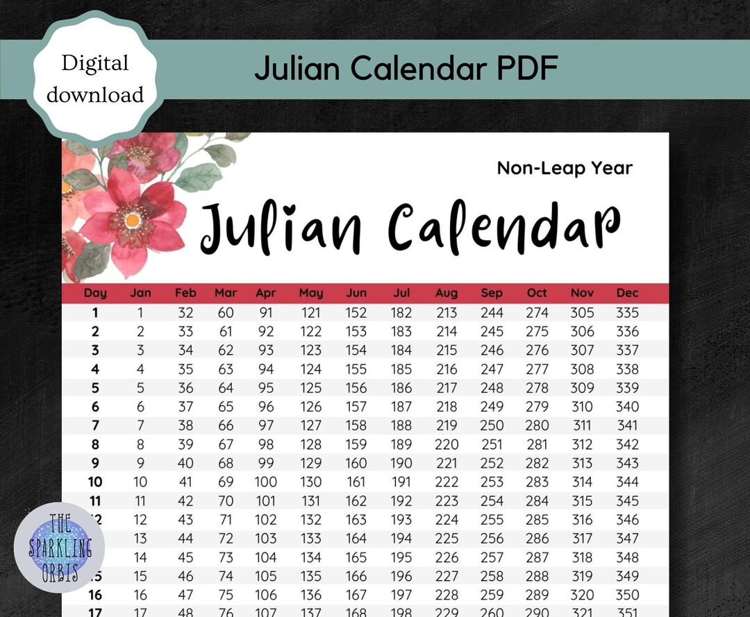 Julian Calendar Military and Government Digital Download Printable PDF ...