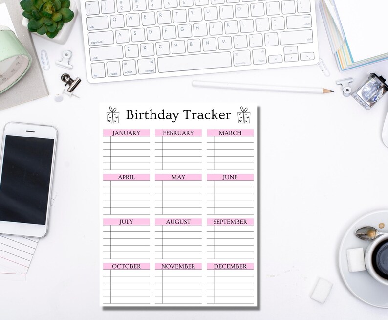 Printable Birthday Tracker Printable PDF Birthday Tracker Etsy