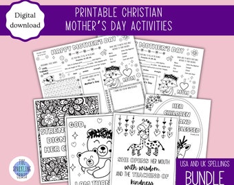 Christian Mother's Day Activity Bundle: Coloring Pages & Activity Mat (Digital Download)