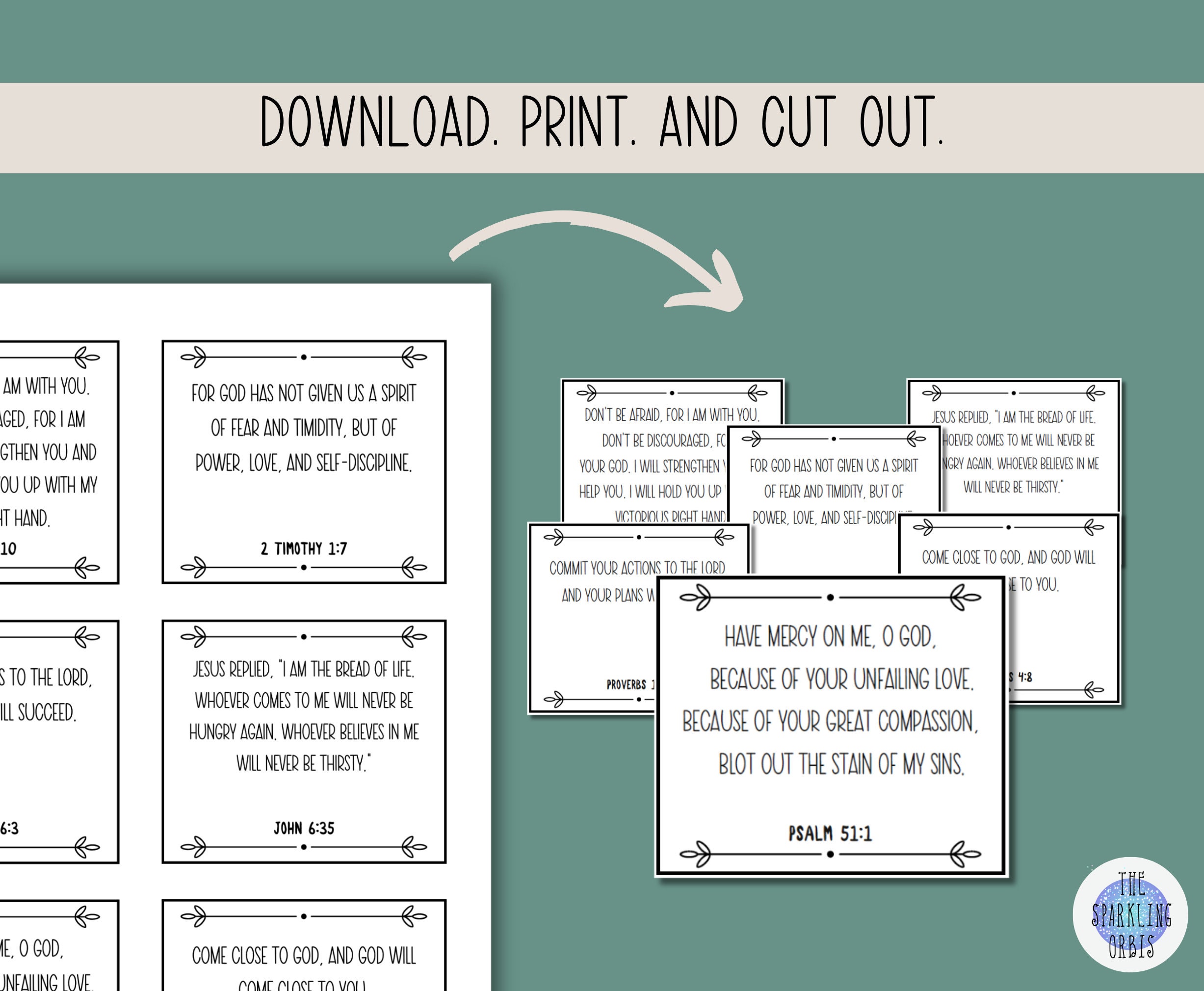 Set of 60 Printable Bible Verse Cards | for Inspiration and ...