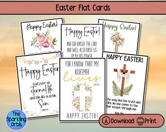 Printable Christian Easter Cards | Bible Verse | Flat Cards | Religious Easter Cards | Set of 6 | PDF | 2.7x3.7in