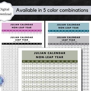 Julian Calendar Military Digital Download Printable PDF Leap Year and ...