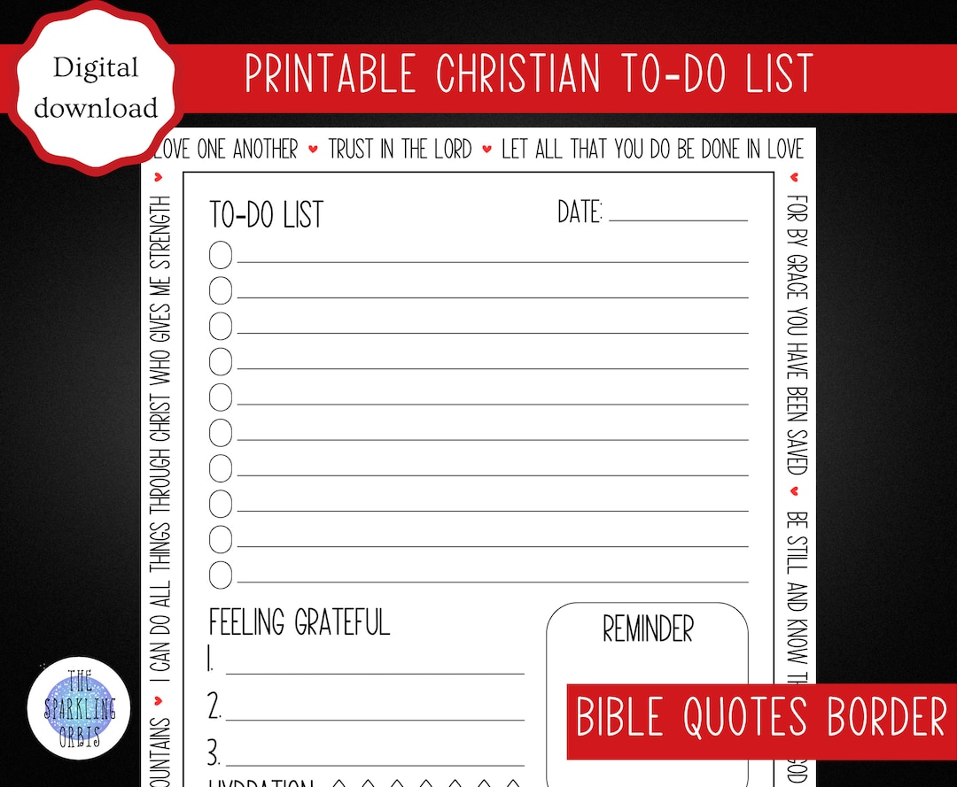 Printable Christian To-do List | Bible Quotes | US Letter and A4 ...