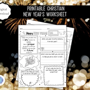 Hoja de trabajo imprimible de Año Nuevo cristiano / Actividad de Año Nuevo / Educación en el hogar / Escuela dominical / PDF / Tamaño A4 y carta de EE. UU.