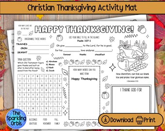 Christian Thanksgiving Activity Mat: Sunday School Printable (PDF)