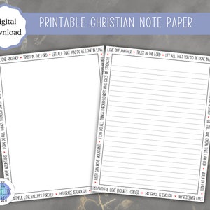 Druckbares christliches Notizpapier | Bibelvers | 21x28cm | DIN A4 | Linierte und leere Seiten | 2-seitiges PDF | Digitaler Download