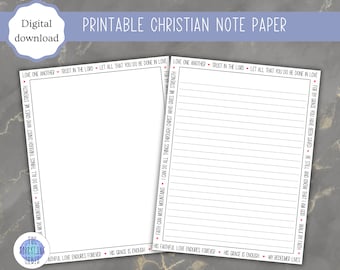 Printable Christian-themed Note Paper | Bible Verse | 8.5x11in | A4 | Lined and Blank pages | 2-Page PDF | Digital Download