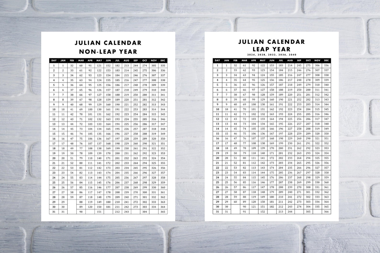 Julian Calendar Military Digital Download Printable PDF Etsy