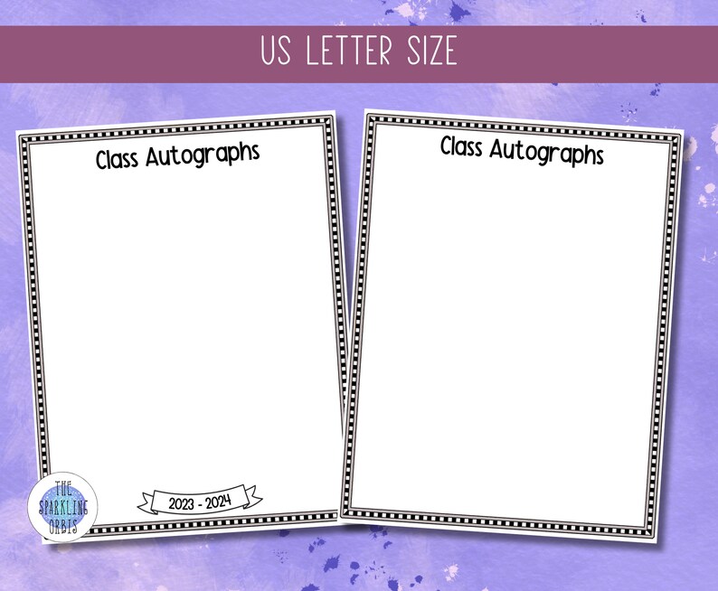 Printable Class Autographs PDF Class Signatures Elementary School US ...