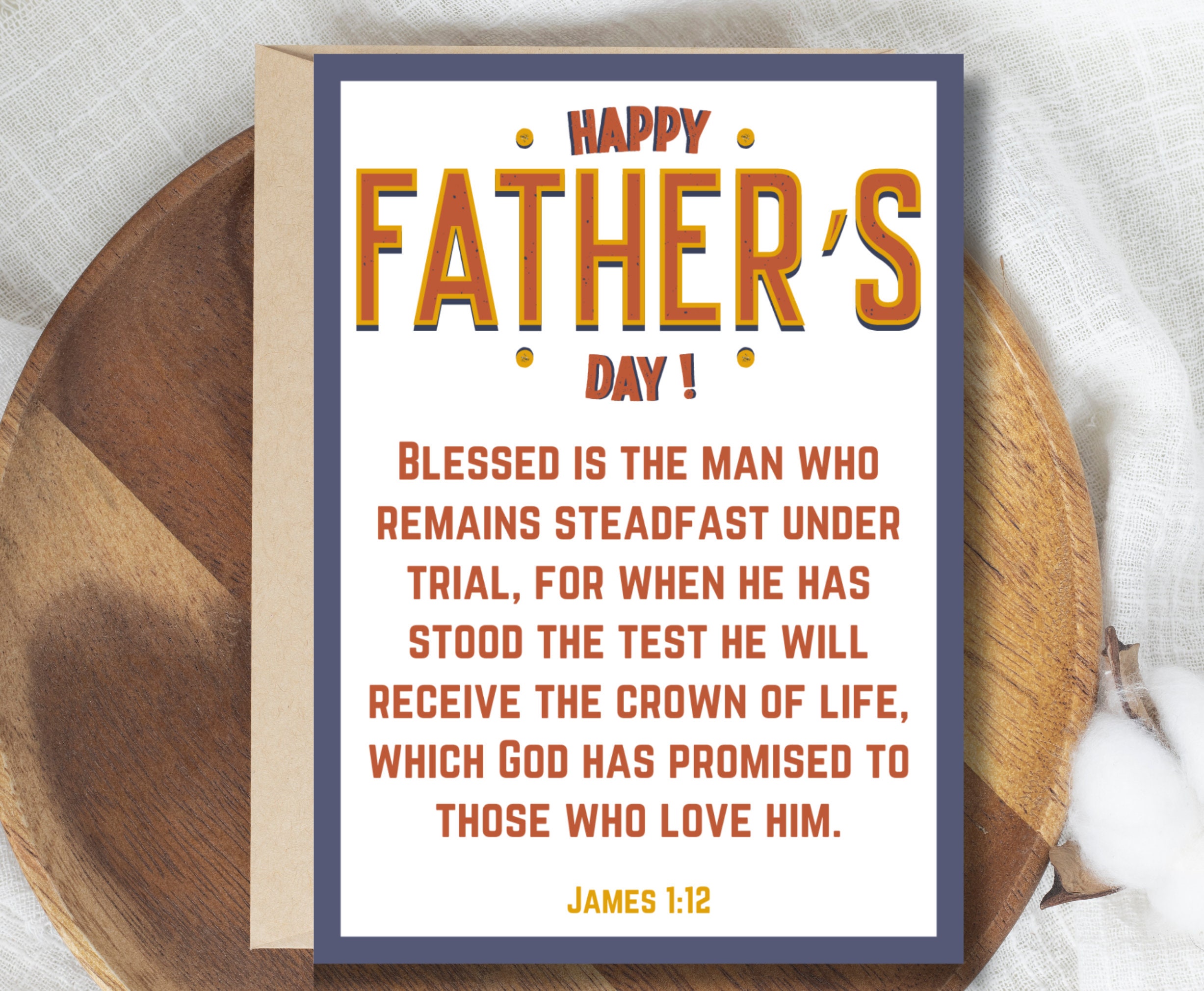 Printable Christian Father's Day Card | James 1:12 | Instant Download ...
