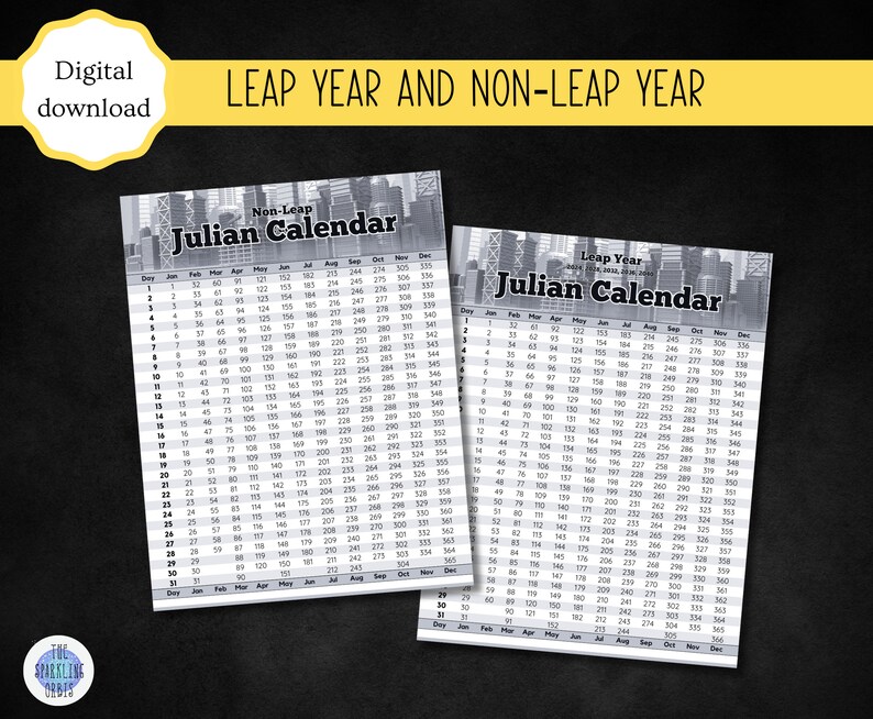 Julian Calendar Military Digital Download Printable PDF Leap Year and ...