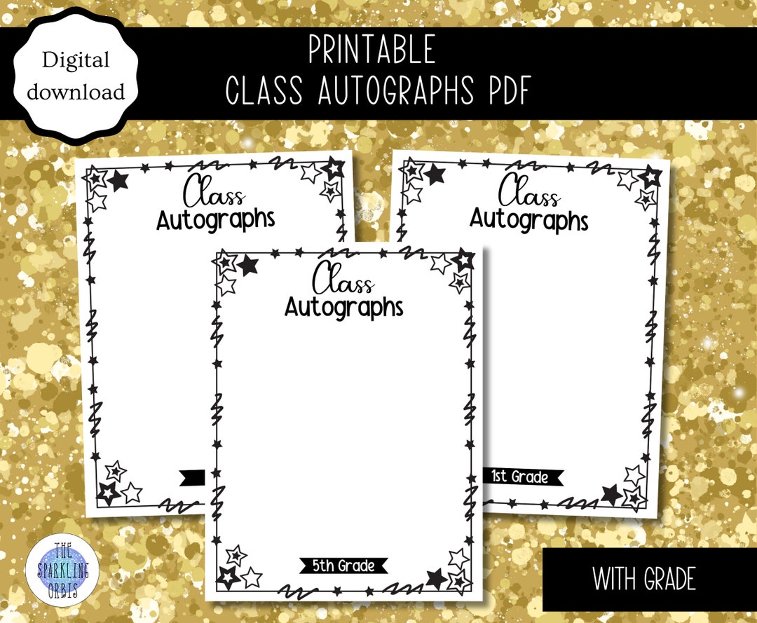 Printable Class Autographs PDF With Grade | Class Signatures ...