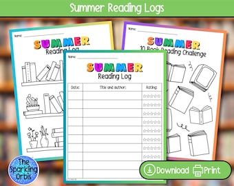 Printable Kids Summer Reading Log: Reading Challenge Tracker (PDF)