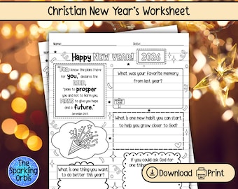 Christian New Year Worksheet: Kids Activity, Homeschool and Sunday School (US Letter and A4)