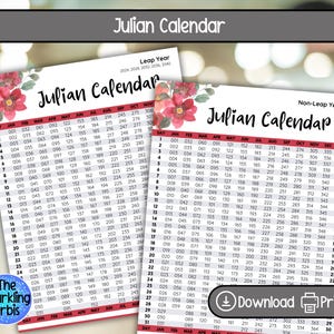 Julian Calendar | Military | Government | Digital Download | Printable PDF | Leap Year and Non-Leap Year | US Letter and A4