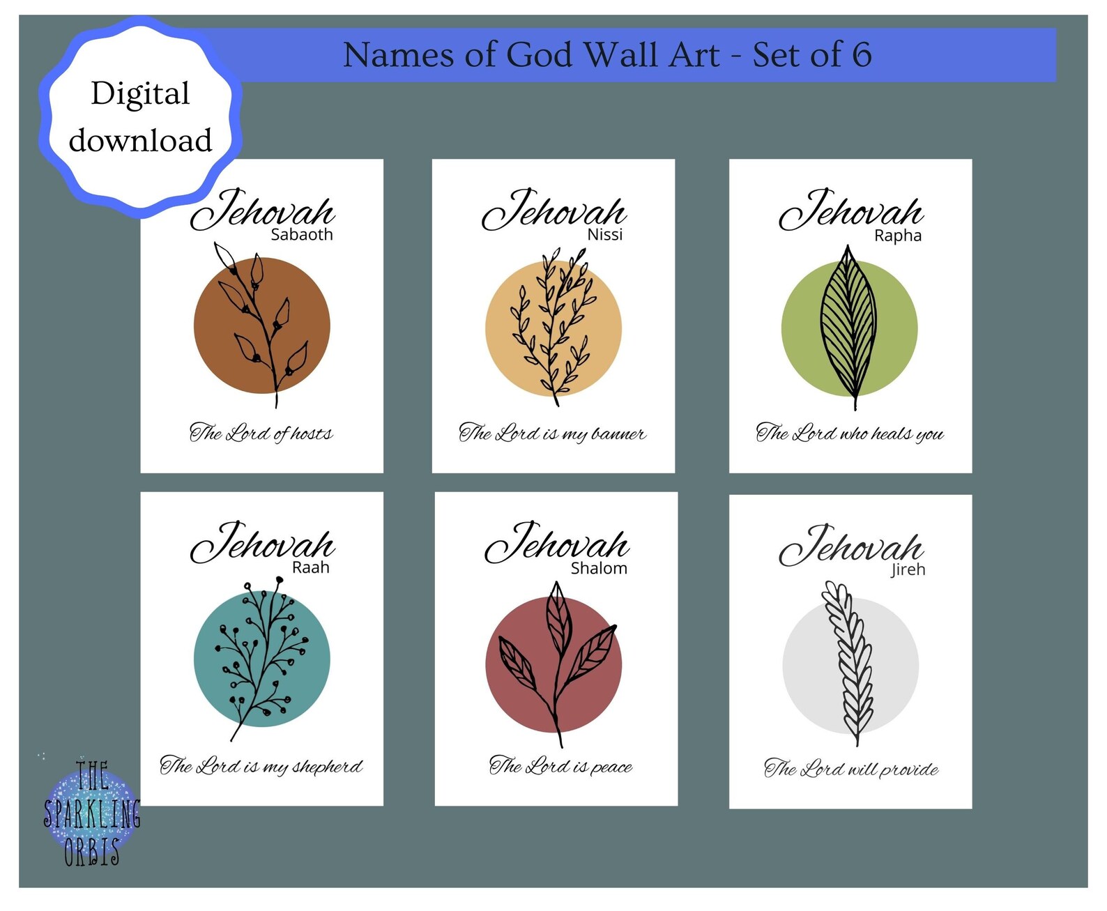Printable Christian Wall Art Set of 6 Names of God - Etsy