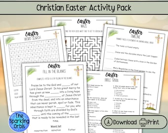 Printable Christian Easter Activities | Scripture Easter Worksheets | US Letter and A4 PDFs | Bible-Based Activities for Easter |