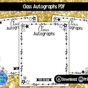 Printable Class Autographs Keepsake: Elementary School Yearbook (PDF)
