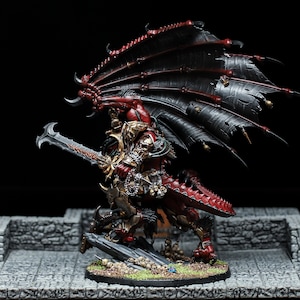 Angron, the Daemon Primarch of Khorne., Both fun to paint and a happy customer on this commission., #warhammer40k #miniaturepainting, #commissionpainting #angron #khorne