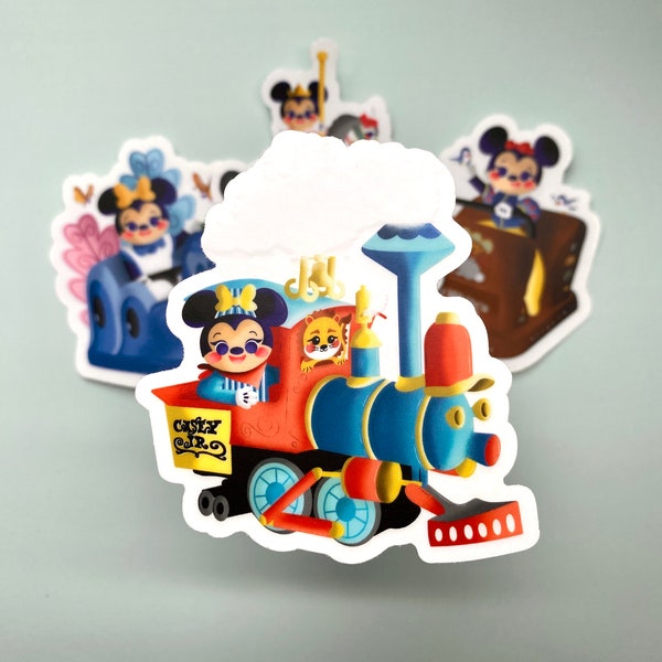 Minnie Mouse sticker, Casey Jr. sticker, waterproof sticker, Disneyland sticker, fantasyland sticker, Disney decal, train sticker, minnie