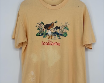Vintage Disney Pocahontas Embroidered Tee, Size Large
