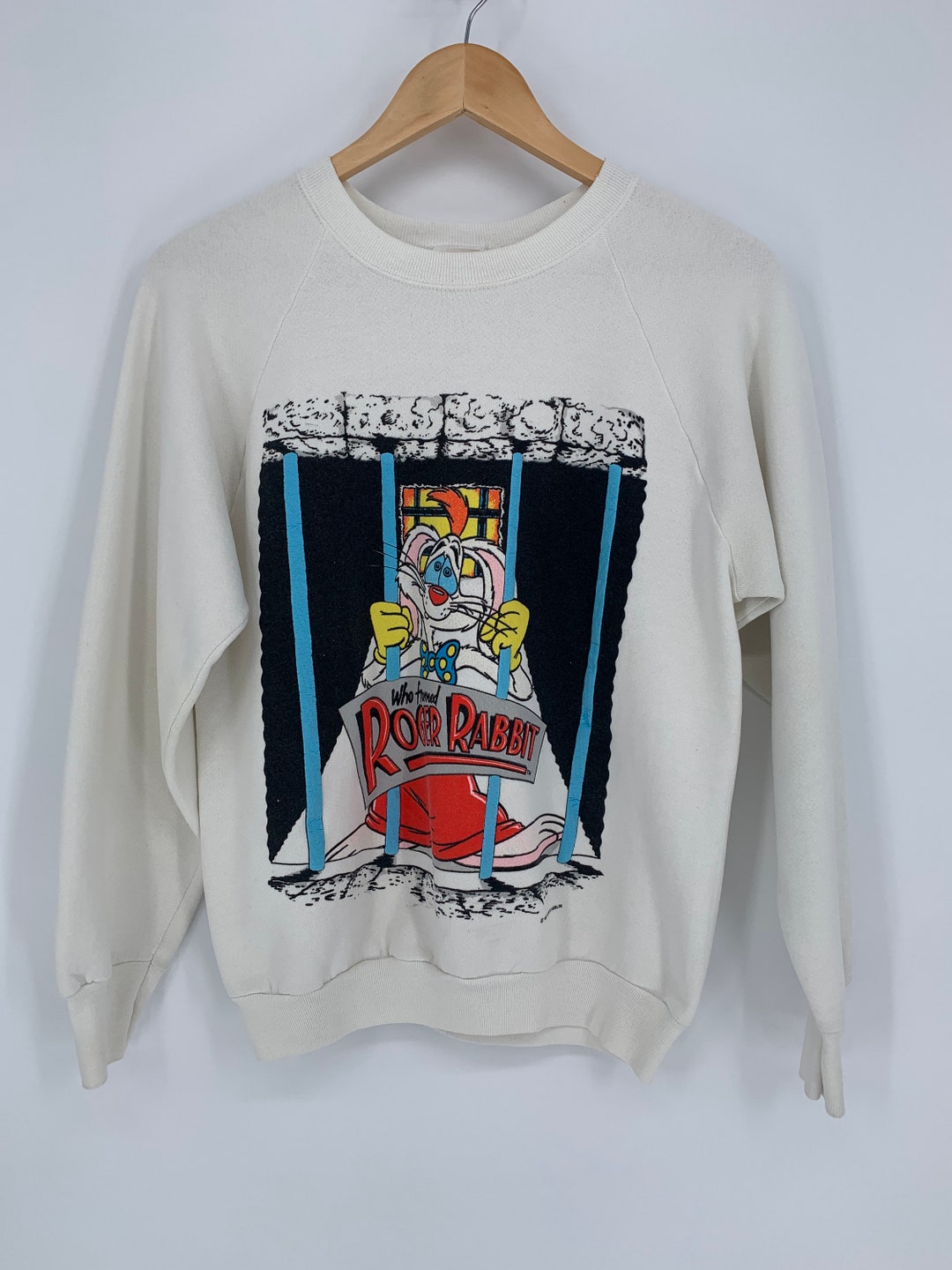 Vintage 1987 Roger Rabbit Fleece, Puff Ink Crewneck (M/L) - Etsy