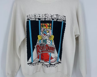 Vintage 1987 Roger Rabbit Fleece, Puff Ink Crewneck (M/L)