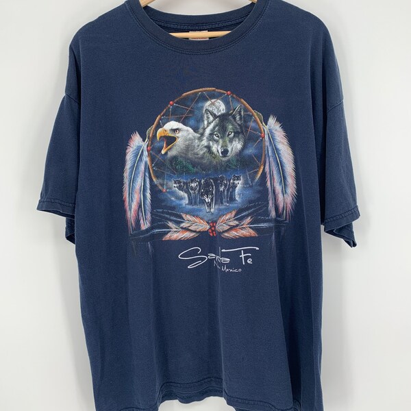 Gorgeous Vintage Nature Wolf Dream Catcher Santa Fe New Mexico Tee, Size XL, Excellent Condition