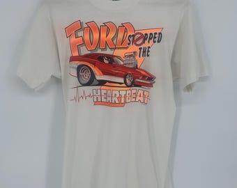 Vintage Ford Hot Rod Tee: Muscle Car Heartbeat, Made in USA