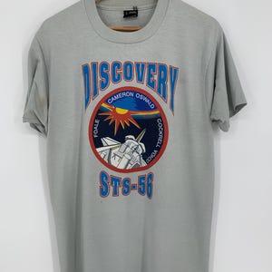 Vintage NASA Space Shuttle Discovery STS-56 Tee, Excellent Condition, Single Stitch, Made in USA, Size Large