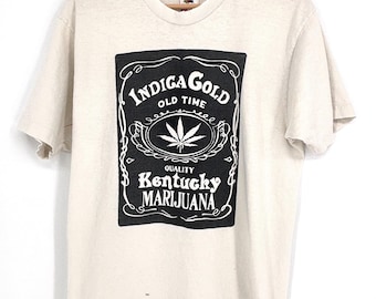 Vintage 90's Marijuana Weed Tee, Jack Daniels Parody tee, Size Large