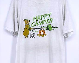 Vintage Yogi Bear and Boo Boo Happy Camper T-shirt, Size XL