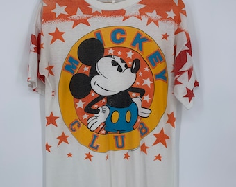 Vintage 80s Mickey Mouse Club Tee: Single Stitch All Over Print