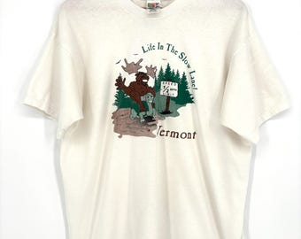 Vintage Funny Nature Vermont Moose Turtle Tee, Life in the Slow Lane, Size XL