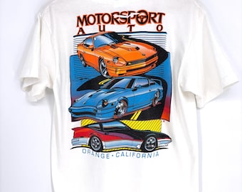 Vintage Datsun Nissan Motorsport Car Tee, Size Medium