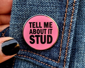 Tell Me About it Stud Grease Movie Danny and Sandy Pink Quote Lyrics Music Enamel Pin