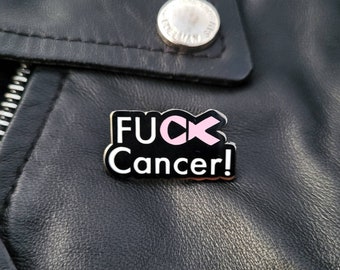 FU Cancer Breast Awareness Pink Ribbon Shine Quote Enamel Brooch Badge Pin