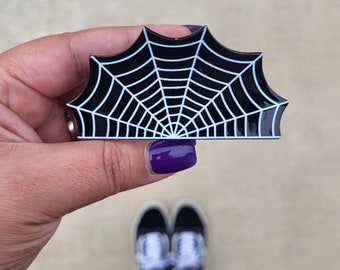 Pince à cheveux noire Halloween toile d'araignée