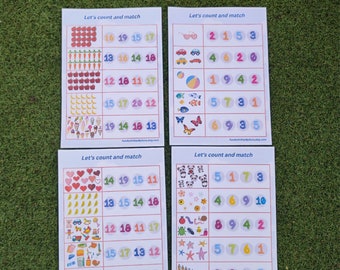 Count and match maths activity, Printable preschool worksheets, Maths for EYFS, Nursery counting game, Toddlers number matching, Homeschol.