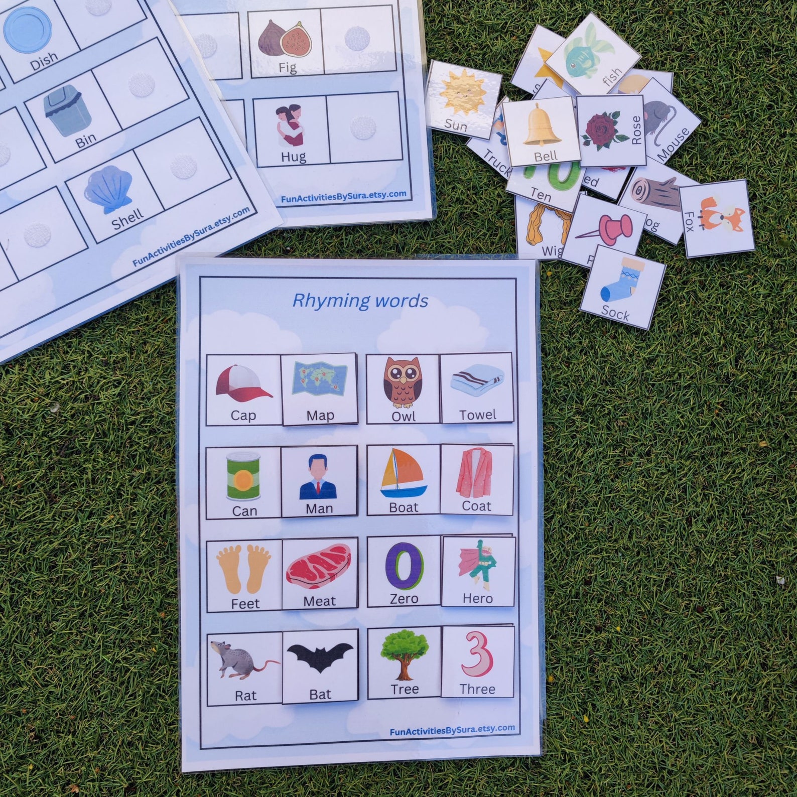 Rhyming words match worksheets, Learning Activities, Phonics game, EYFS ...