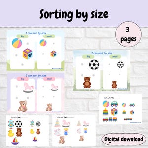 Toddler Sorting Activity: Big and Small Objects (PDF Pattern), Sorting By Size Activity, Big and Small Game, Kids Activity pack, Homeschool