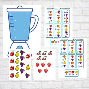 Pode incluir: Uma folha de trabalho imprim&iacute;vel para crian&ccedil;as praticarem a contagem com um liquidificador, frutas e n&uacute;meros. A folha de trabalho inclui uma imagem de um liquidificador, uma variedade de frutas e n&uacute;meros. As frutas incluem cerejas, peras, ma&ccedil;&atilde;s, uvas e laranjas. Os n&uacute;meros s&atilde;o 1, 2, 3, 4 e 5. A folha de trabalho foi projetada para ajudar as crian&ccedil;as a aprender a contar e identificar n&uacute;meros.