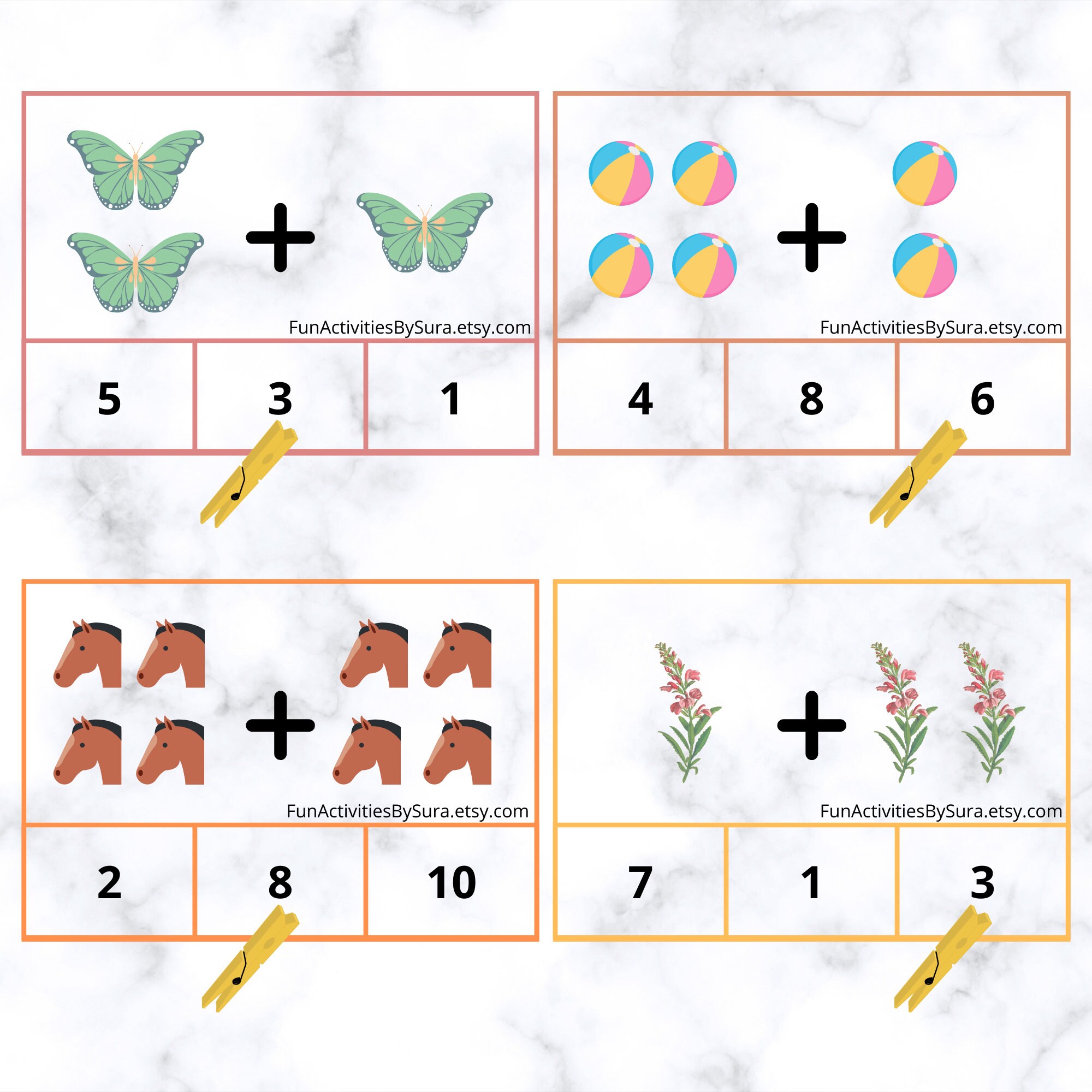 Addition Clip Cards: Montessori Math Activity (PDF Download) - Etsy