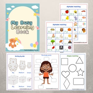 Busy learning book, Busy folder, Toddler learning binder, File folder game, Velcro activity, Preschool learning book, First learning binder. image 1