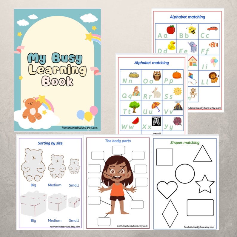 Busy learning book, Busy folder, Toddler learning binder, File folder game, Velcro activity, Preschool learning book, First learning binder. image 1