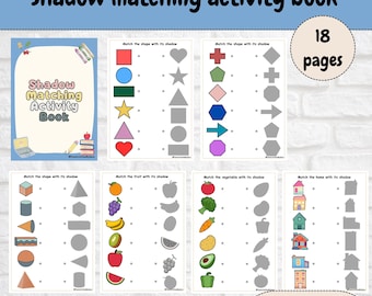 Shadow Matching Activity Book: Preschool Learning (Digital Download), Matching Game, Preschooler Activity Book, Teaching Resources,