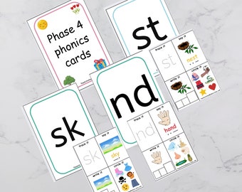 Phase 4 phonics cards, Phonics, Learning phonics, Homeschooling, early years, letter sounds, phase 4, Education, Flashcard digital, Literacy