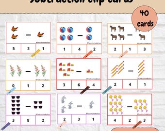 Abzug Clip Karten 1-10: Frühe Mathe Aktivität (PDF)